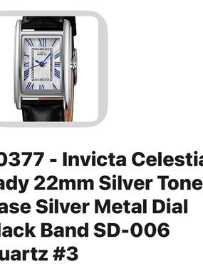Invicta Men’s Silver Rectangular Watch with Blue Accents and Black Leather Strap